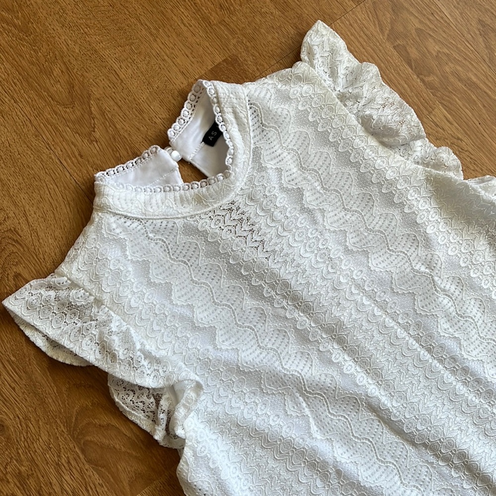 AS U WISH White Lace High Neck Short Dress